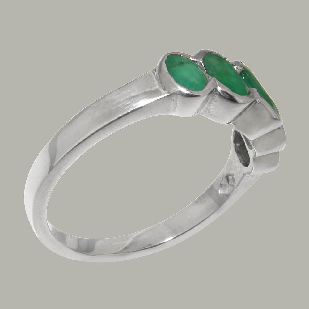 925 Sterling Silver Emerald Ring - Handcrafted Gemstone Ring For Women (Size 5)