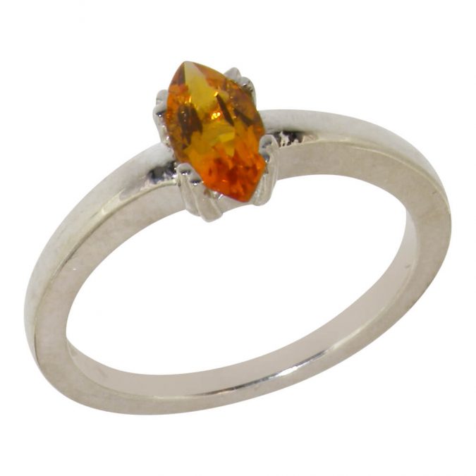 925 Sterling Silver Natural Citrine Womens Solitaire Ring