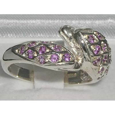 Sterling Silver Heavy Amethyst Dolphin Ring